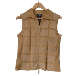 Vintage Designers Originals Studio leather front Textured Knit Vest size P S